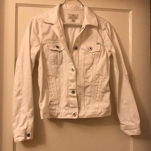 Lucky Brand Distressed White Denim Jacket